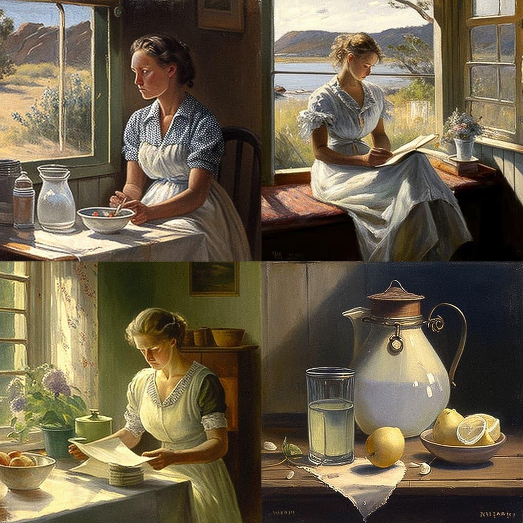 Nora Heysen style, Midjourney V4, render 1 of 4