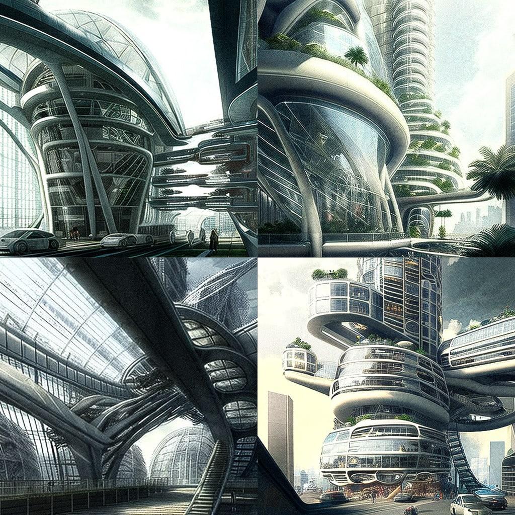 Norman Foster style, Midjourney V4, render 1 of 4