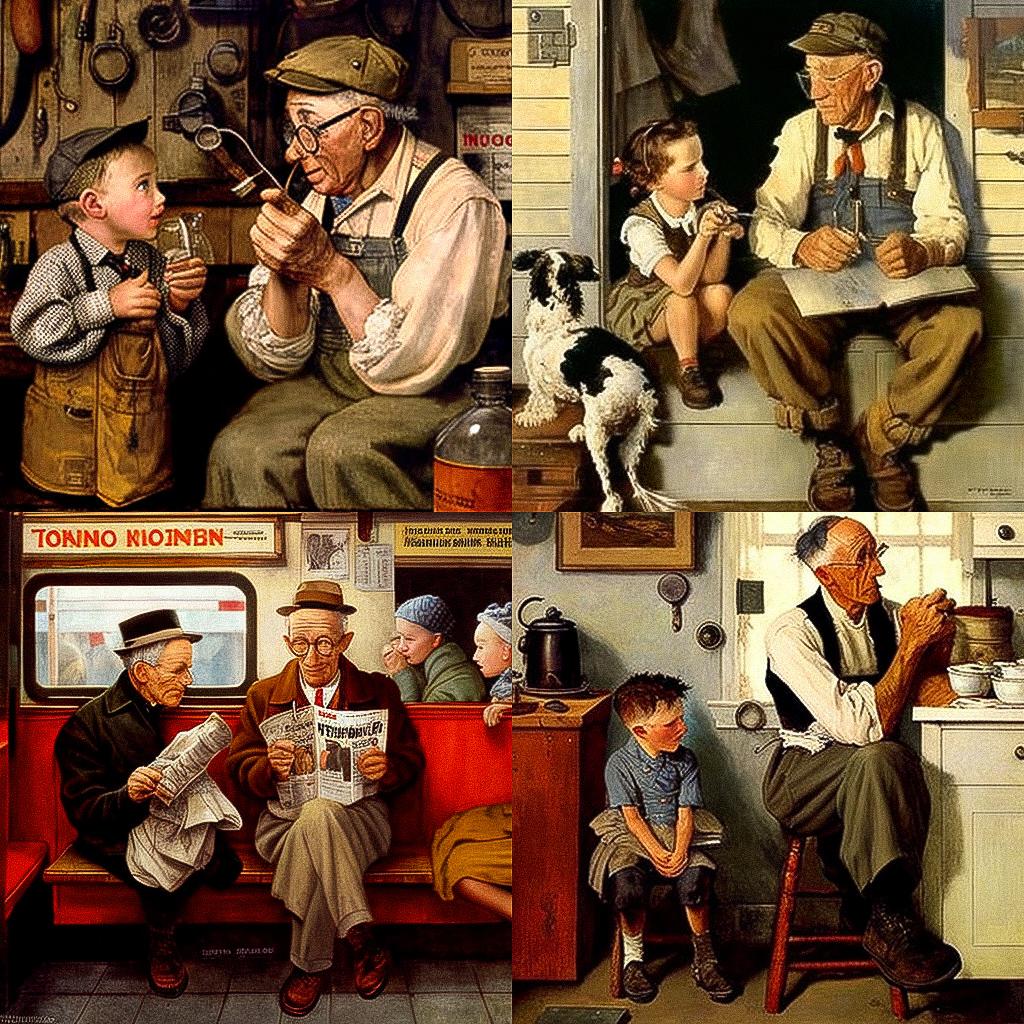 Norman Rockwell style, Midjourney V4, render 1 of 4