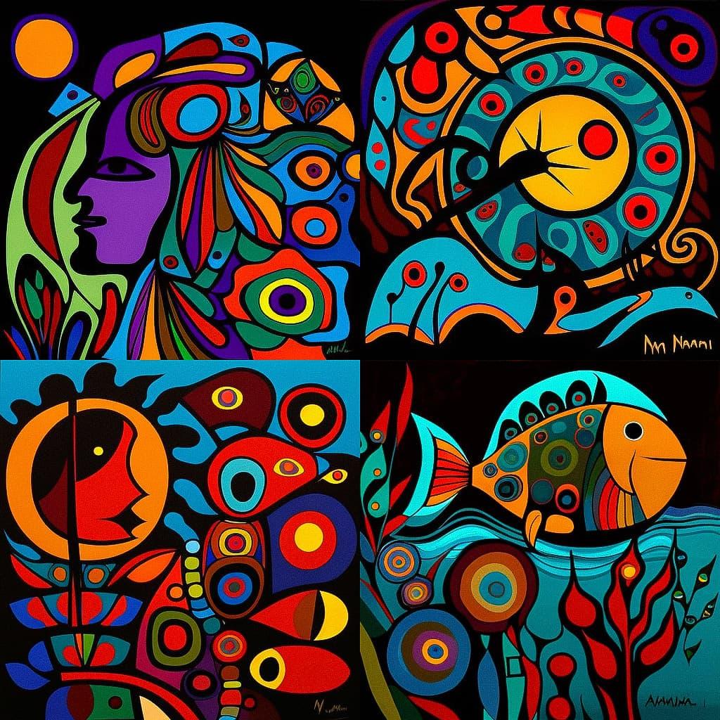 Norval Morrisseau style, Midjourney V4, render 1 of 4
