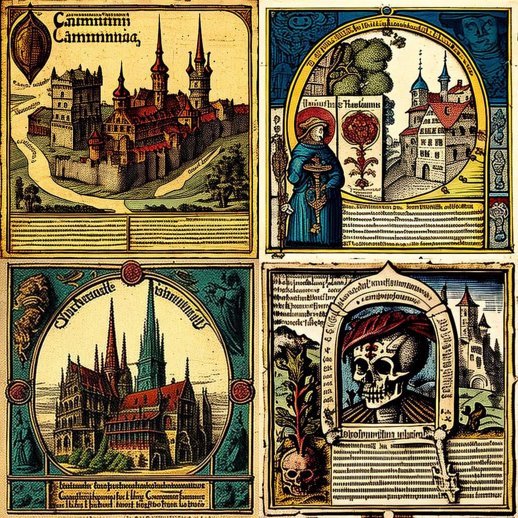 Nuremberg Chronicle style, Midjourney V4, render 1 of 4