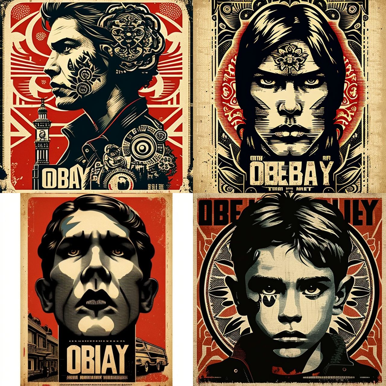 Obey Giant style, Midjourney V4, render 1 of 4