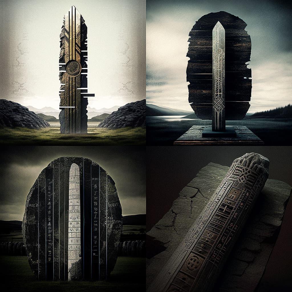 Ogham style, Midjourney V4, render 1 of 4