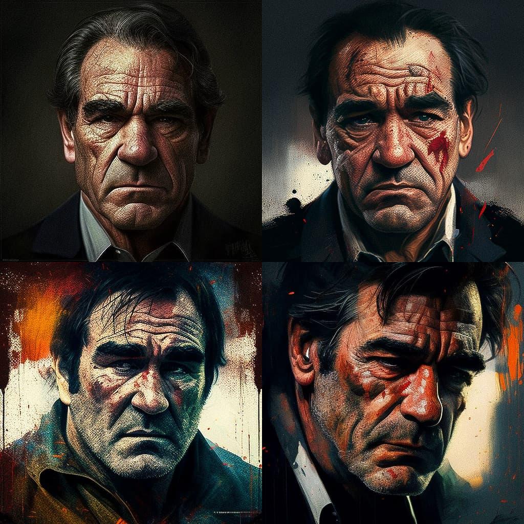 Oliver Stone style, Midjourney V4, render 1 of 4