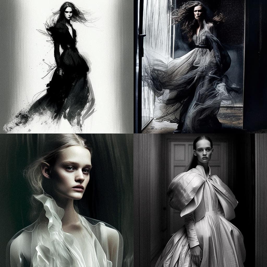 Olivier Theyskens style, Midjourney V4, render 1 of 4