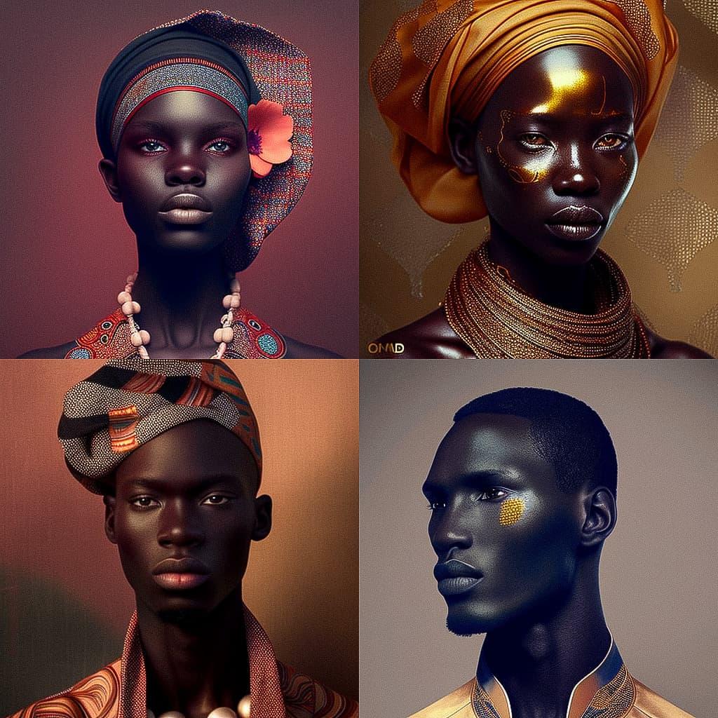 Omar Victor Diop style, Midjourney V4, render 1 of 4