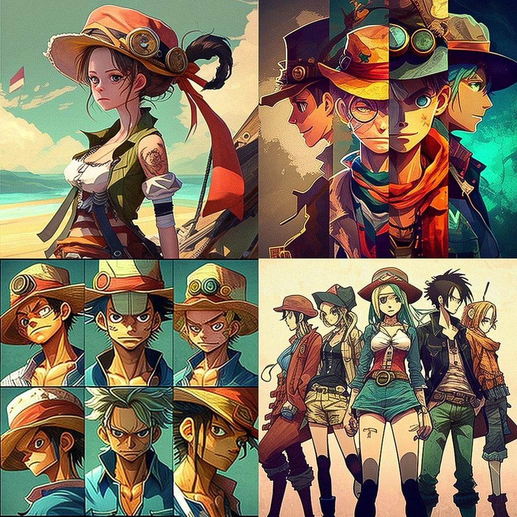 One Piece style, Midjourney V4, render 1 of 4