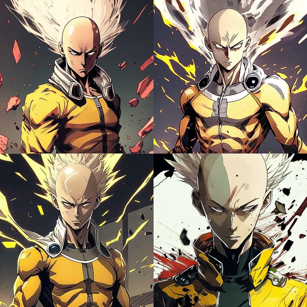 One-Punch Man style, Midjourney V4, render 1 of 4