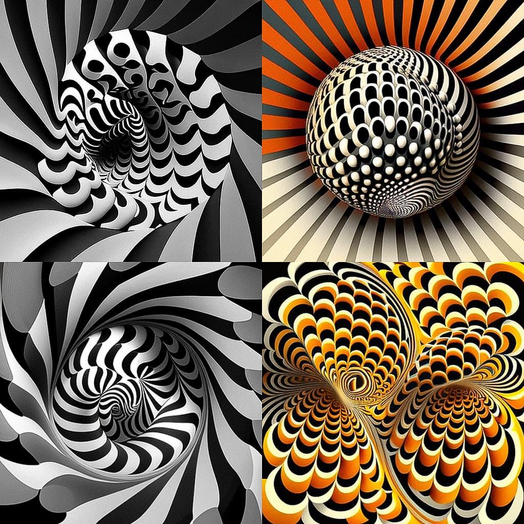 Op art style, Midjourney V4, render 1 of 4