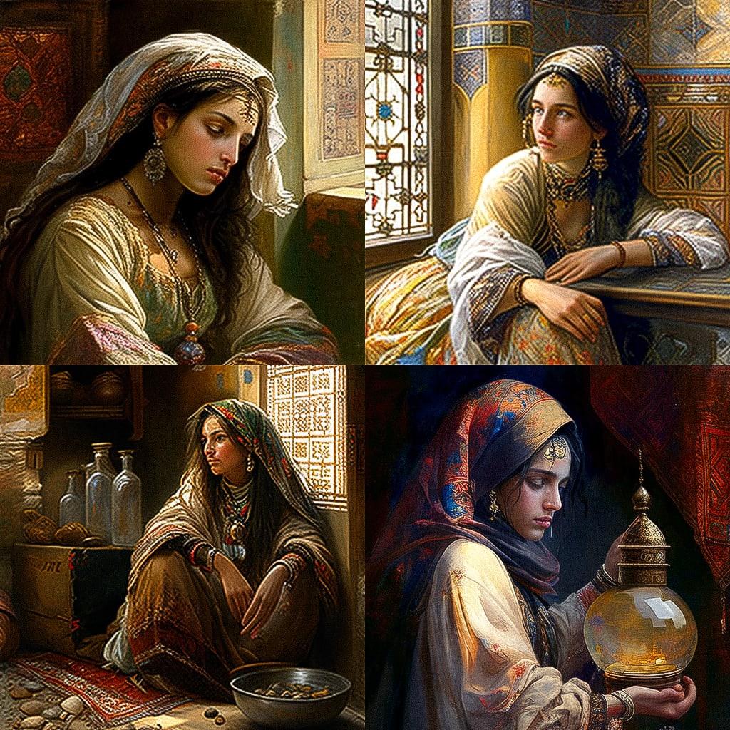 Orientalism style, Midjourney V4, render 1 of 4