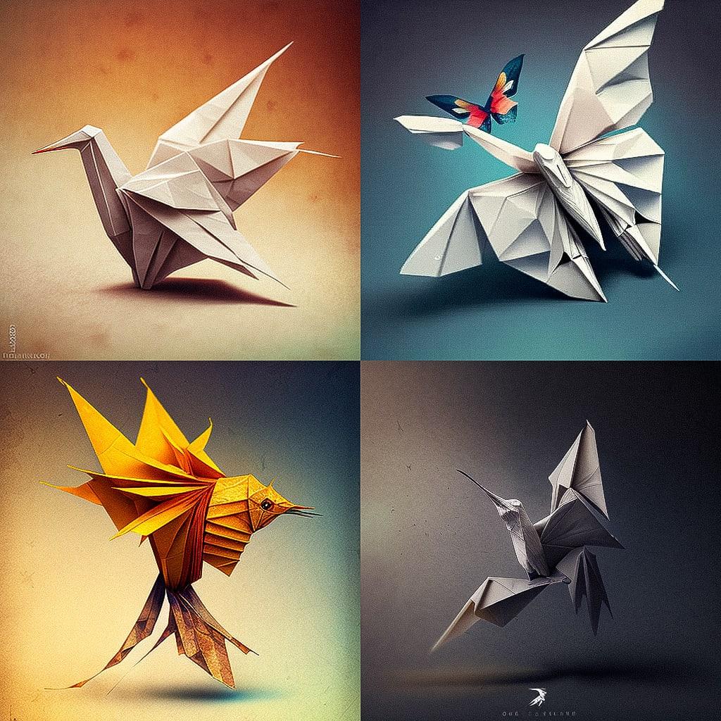 Origami style, Midjourney V4, render 1 of 4