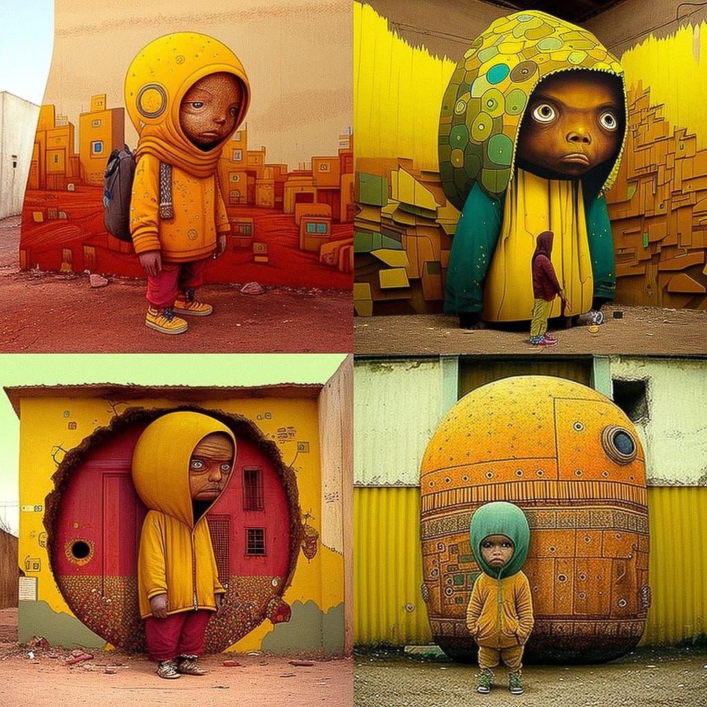 Os Gemeos style, Midjourney V4, render 1 of 4