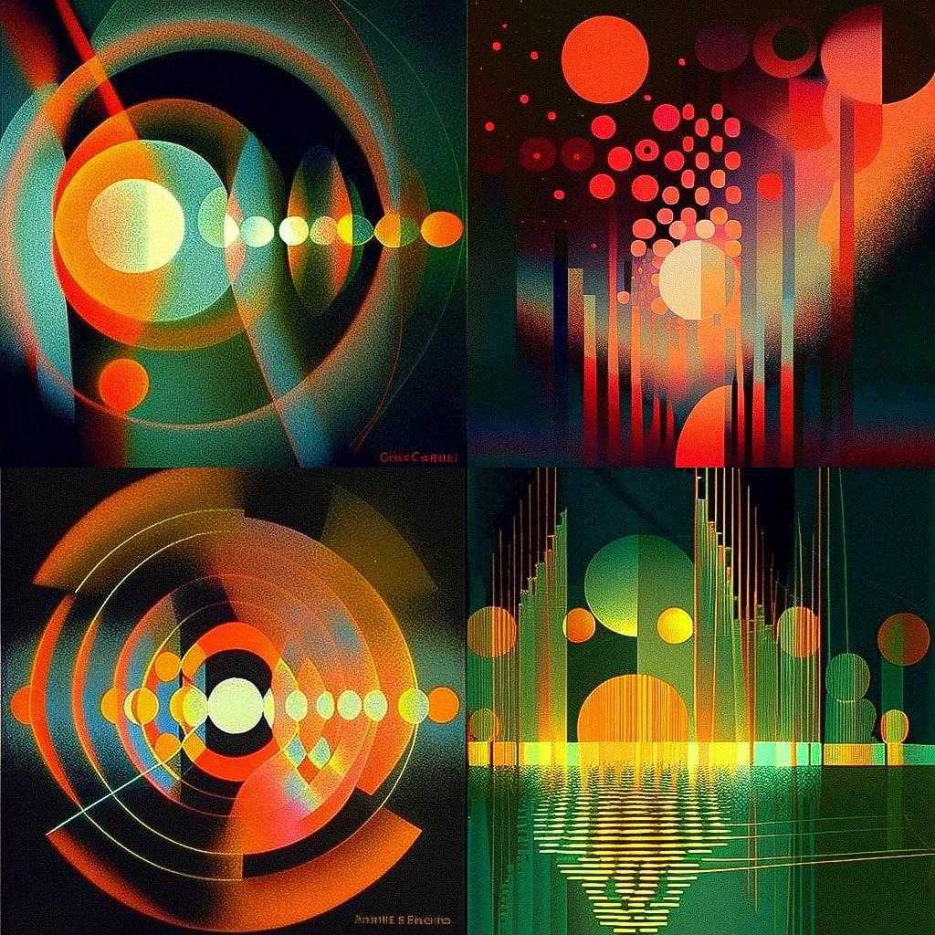 Oskar Fischinger style, Midjourney V4, render 1 of 4