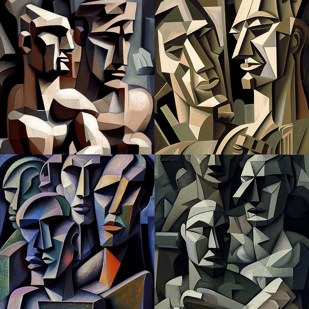 Ossip Zadkine style, Midjourney V4, render 1 of 4