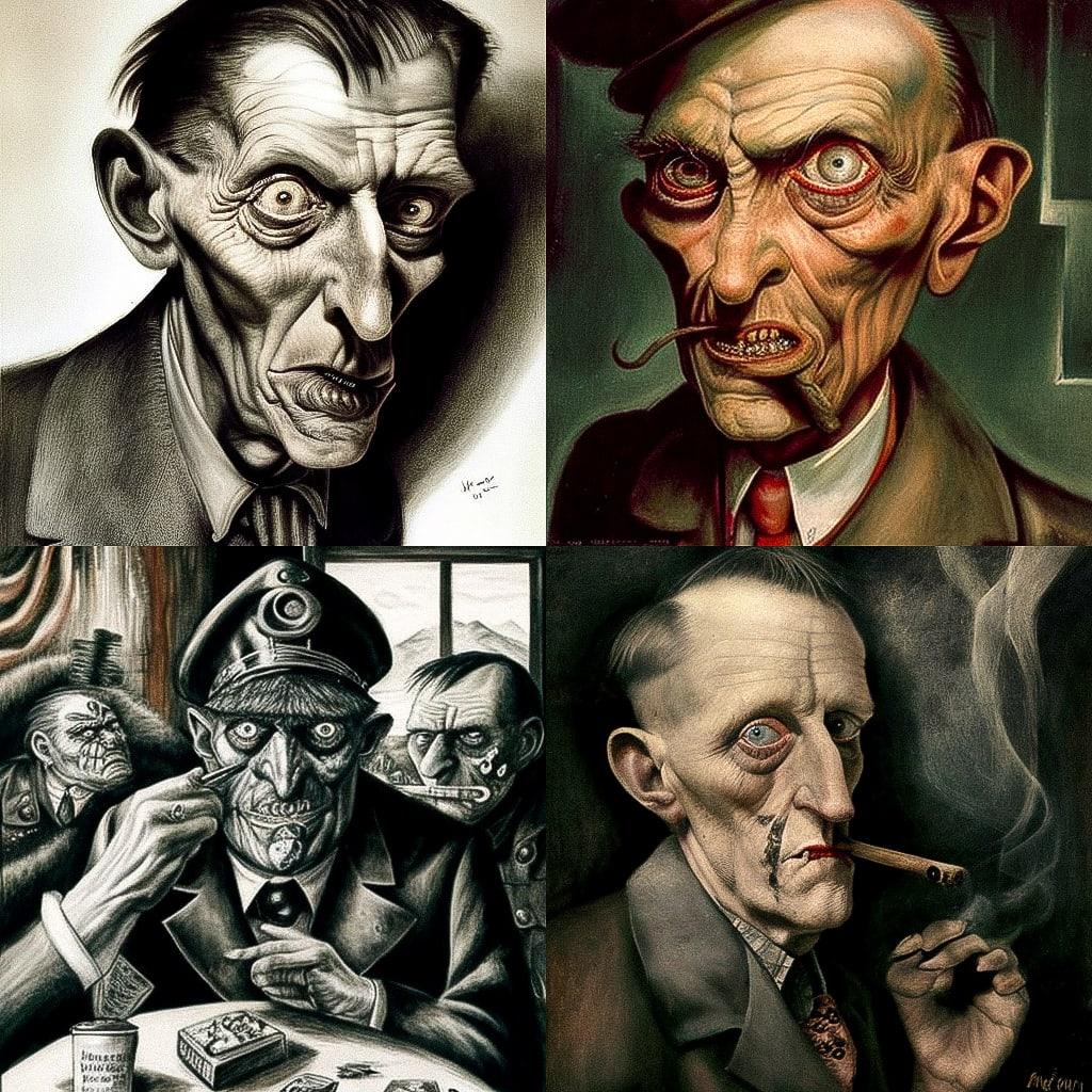 Otto Dix style, Midjourney V4, render 1 of 4