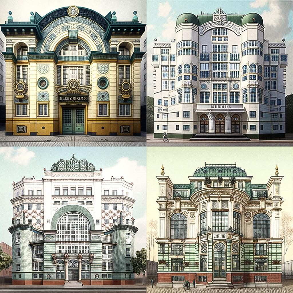Otto Wagner style, Midjourney V4, render 1 of 4