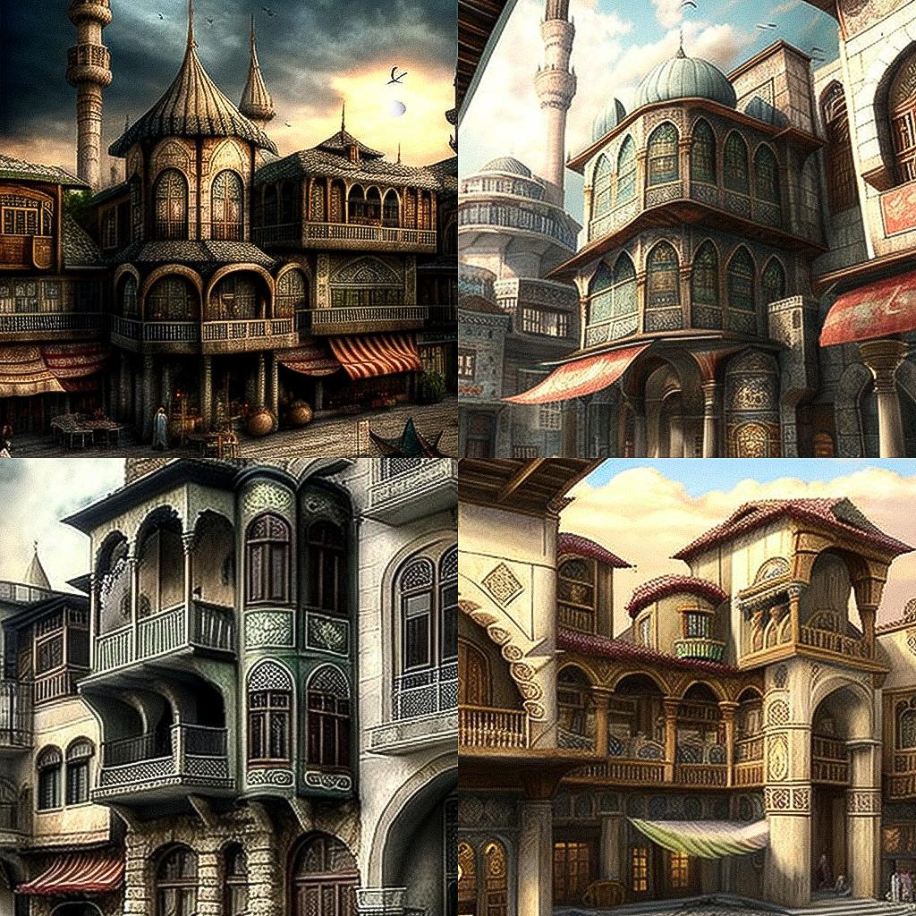 Ottoman architecture style, Midjourney V4, render 1 of 4