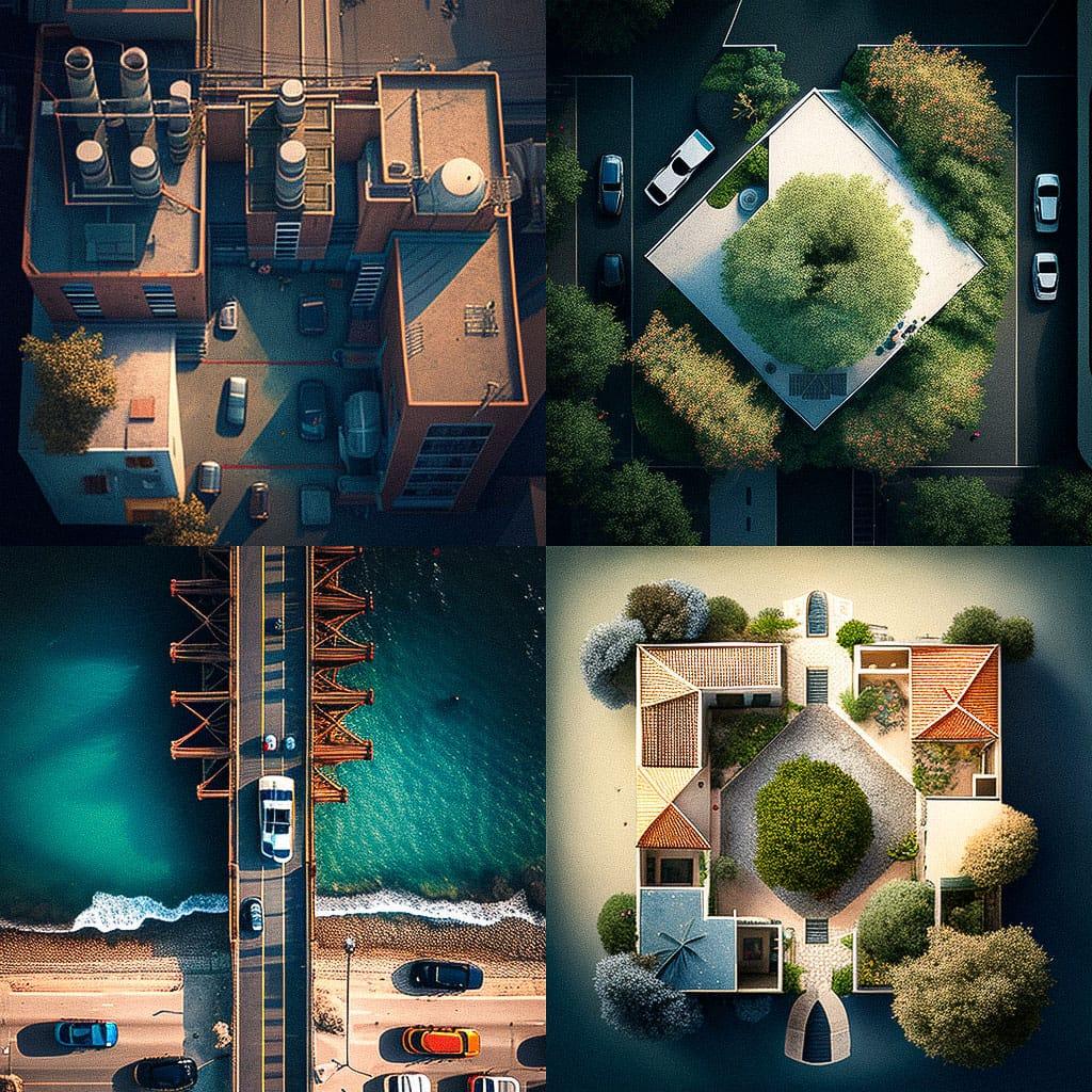 Overhead view style, Midjourney V4, render 1 of 4