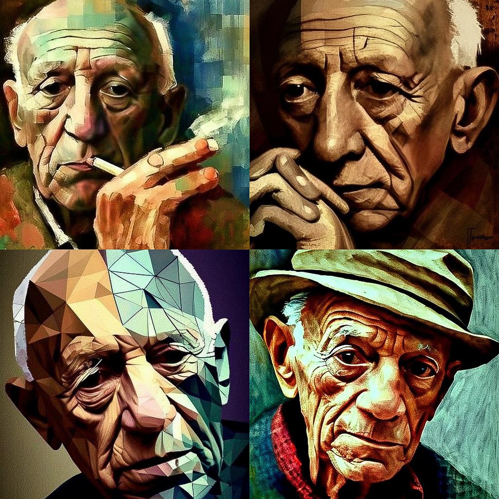 Pablo Picasso style, Midjourney V4, render 1 of 4