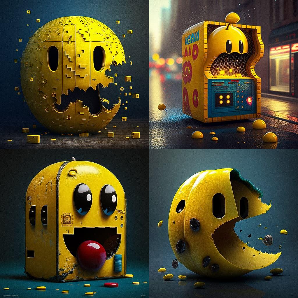 Pac-Man style, Midjourney V4, render 1 of 4