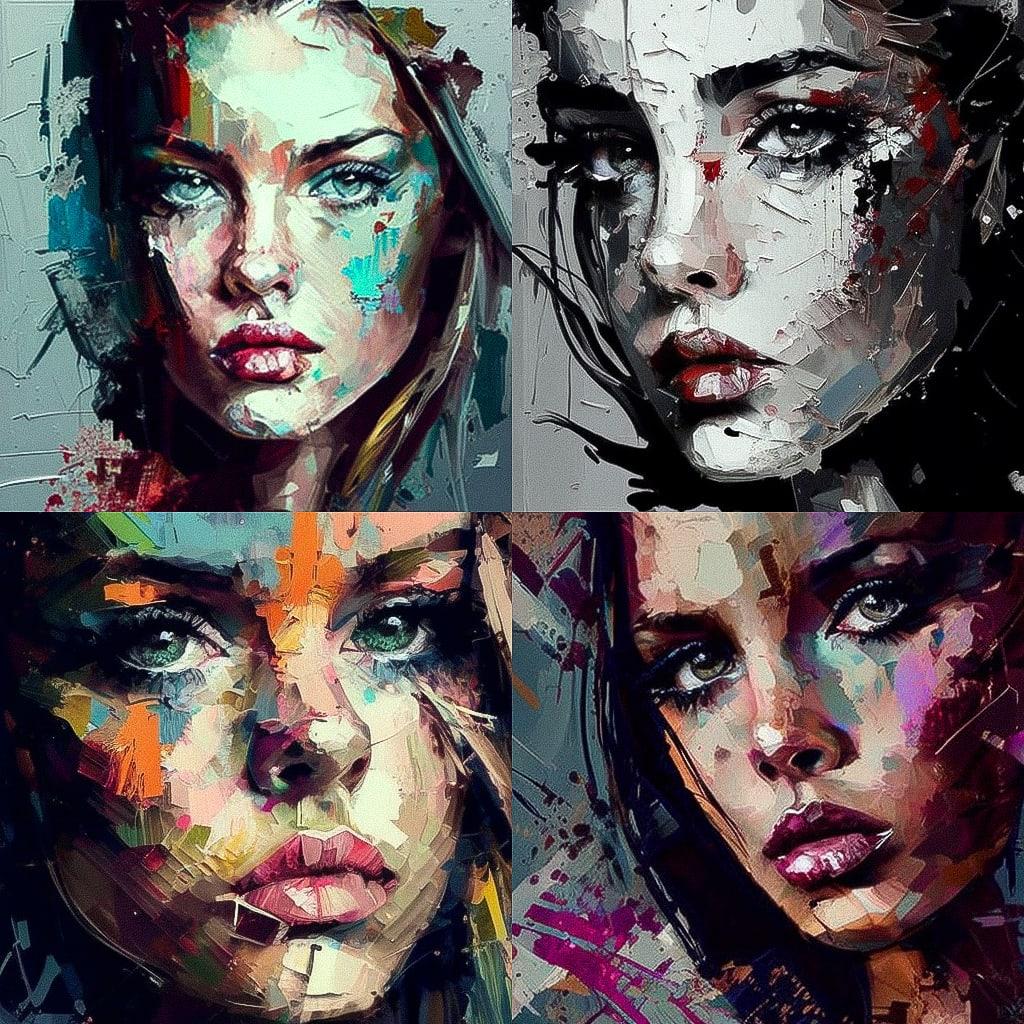 Palette knife drawing style, Midjourney V4, render 1 of 4