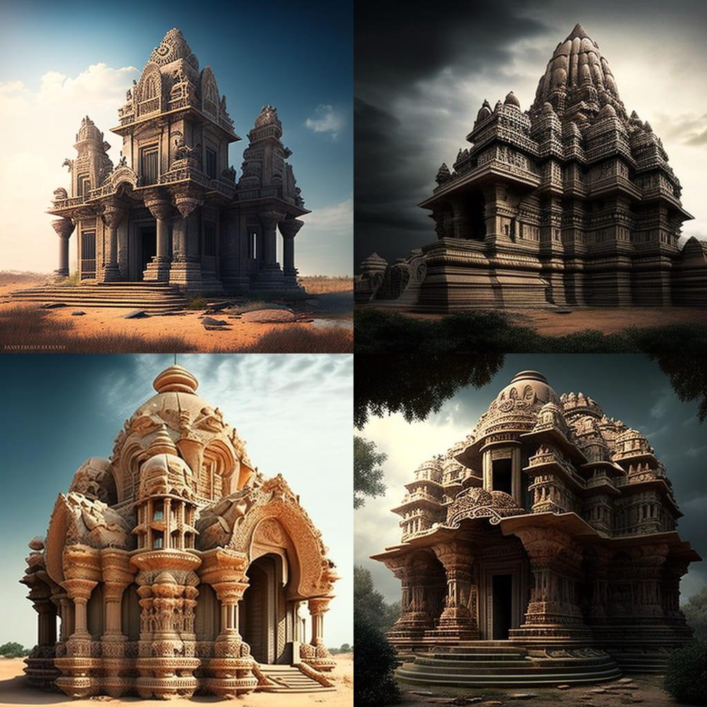 Pallava architecture style, Midjourney V4, render 1 of 4