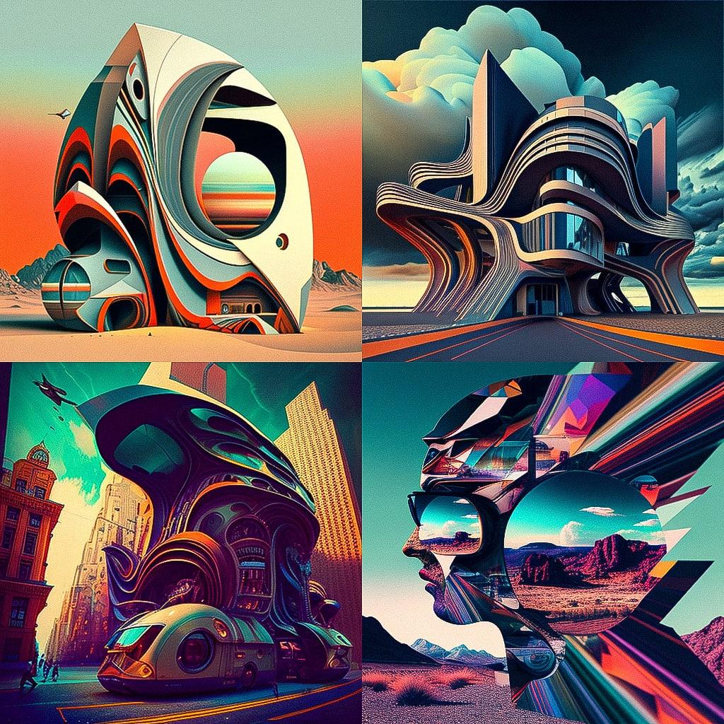 Panfuturism style, Midjourney V4, render 1 of 4