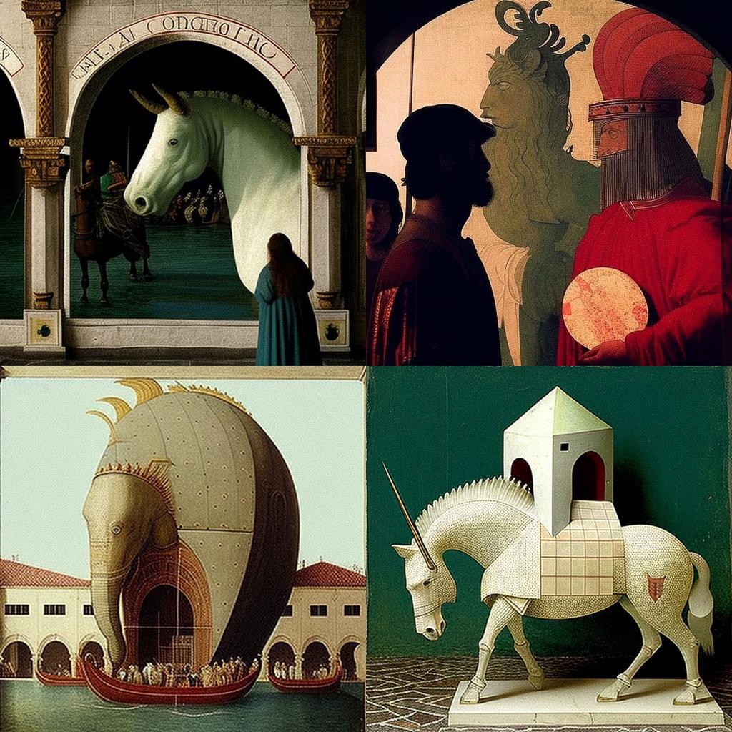 Paolo Uccello style, Midjourney V4, render 1 of 4