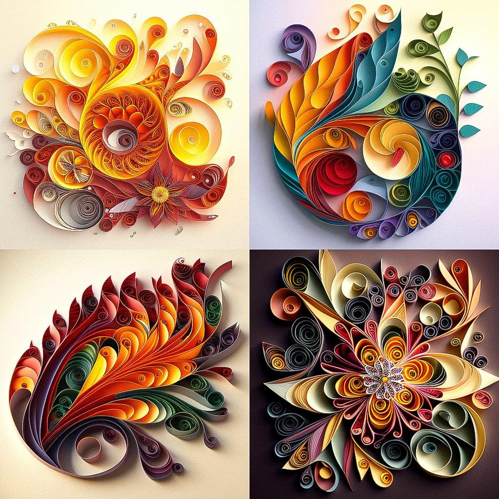 Paper quilling style, Midjourney V4, render 1 of 4