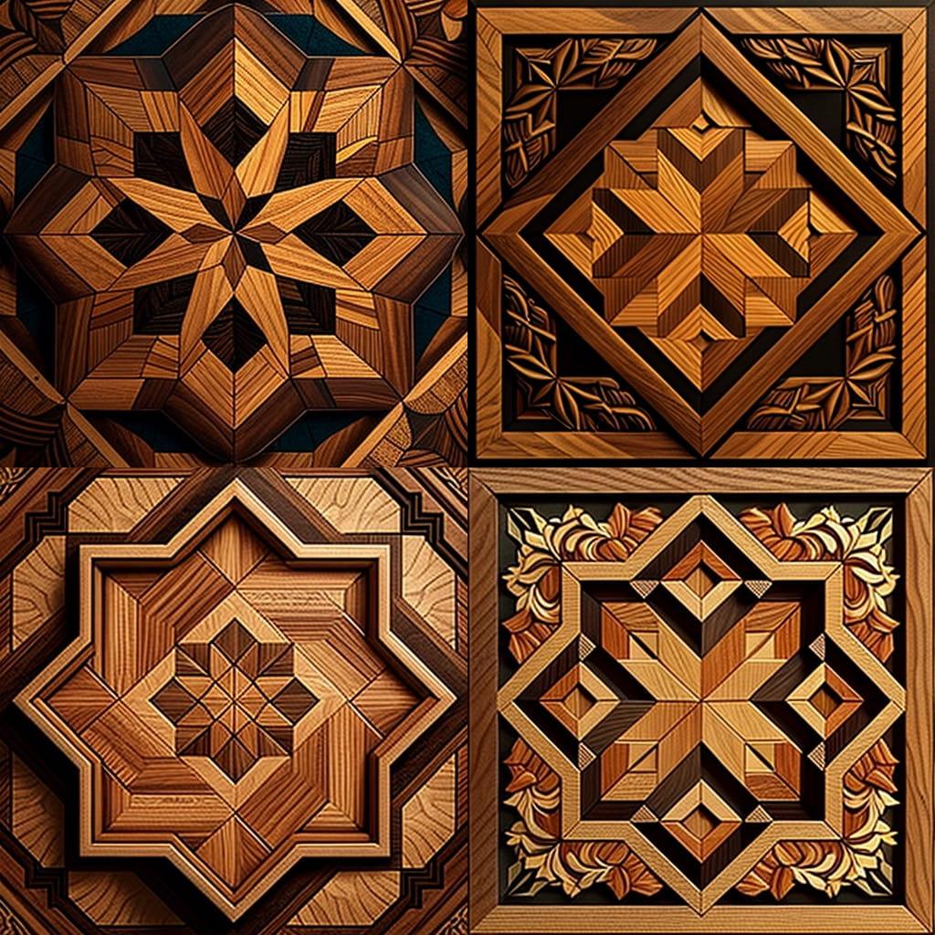 Parquetry style, Midjourney V4, render 1 of 4