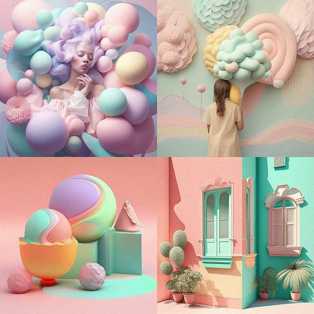 Pastel colors style, Midjourney V4, render 1 of 4