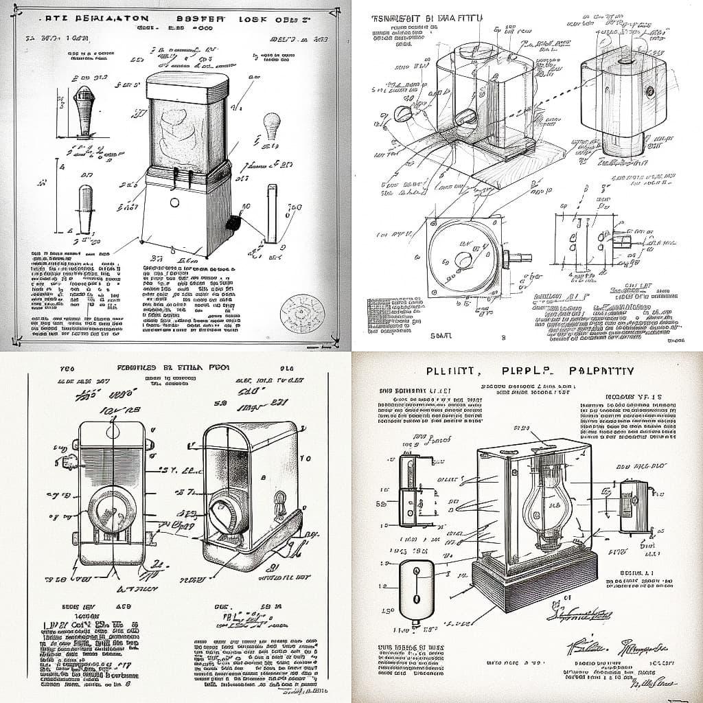 Patent drawing style, Midjourney V4, render 1 of 4
