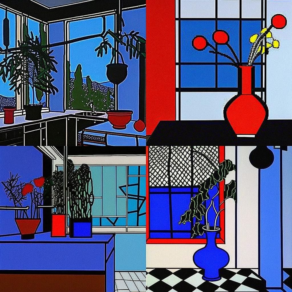 Patrick Caulfield style, Midjourney V4, render 1 of 4