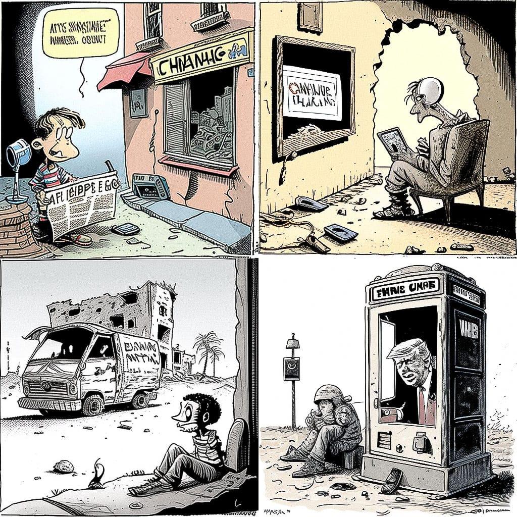 Patrick Chappatte style, Midjourney V4, render 1 of 4