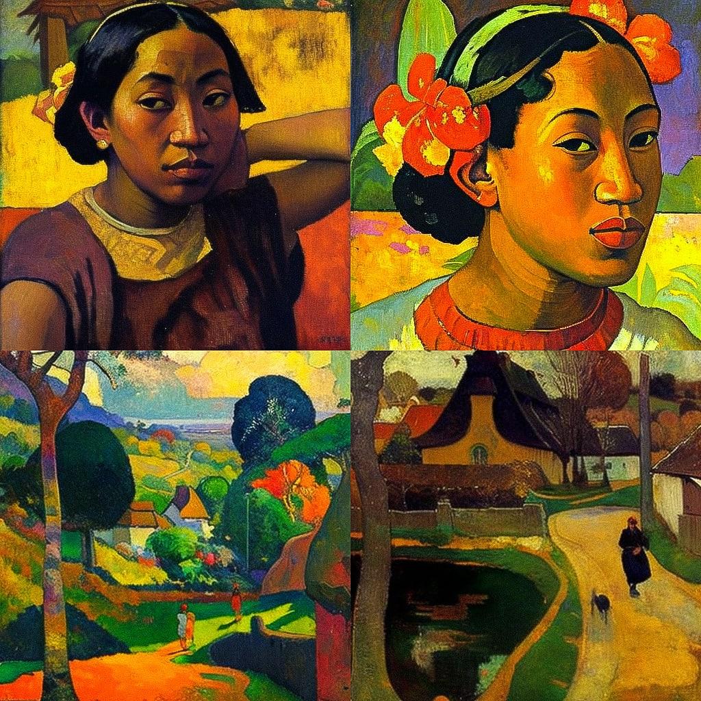Paul Gauguin style, Midjourney V4, render 1 of 4