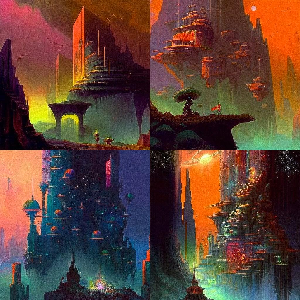 Paul Lehr style, Midjourney V4, render 1 of 4