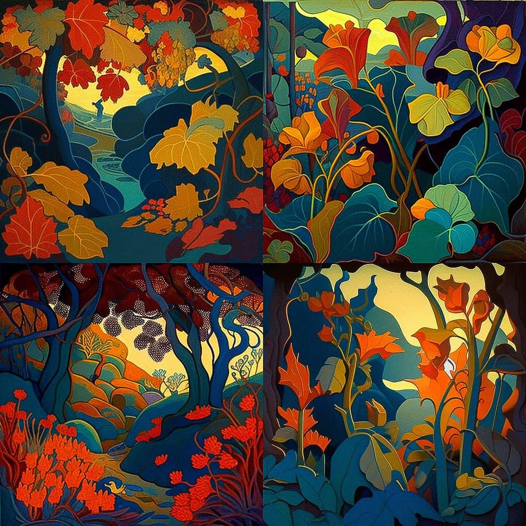 Paul Ranson style, Midjourney V4, render 1 of 4