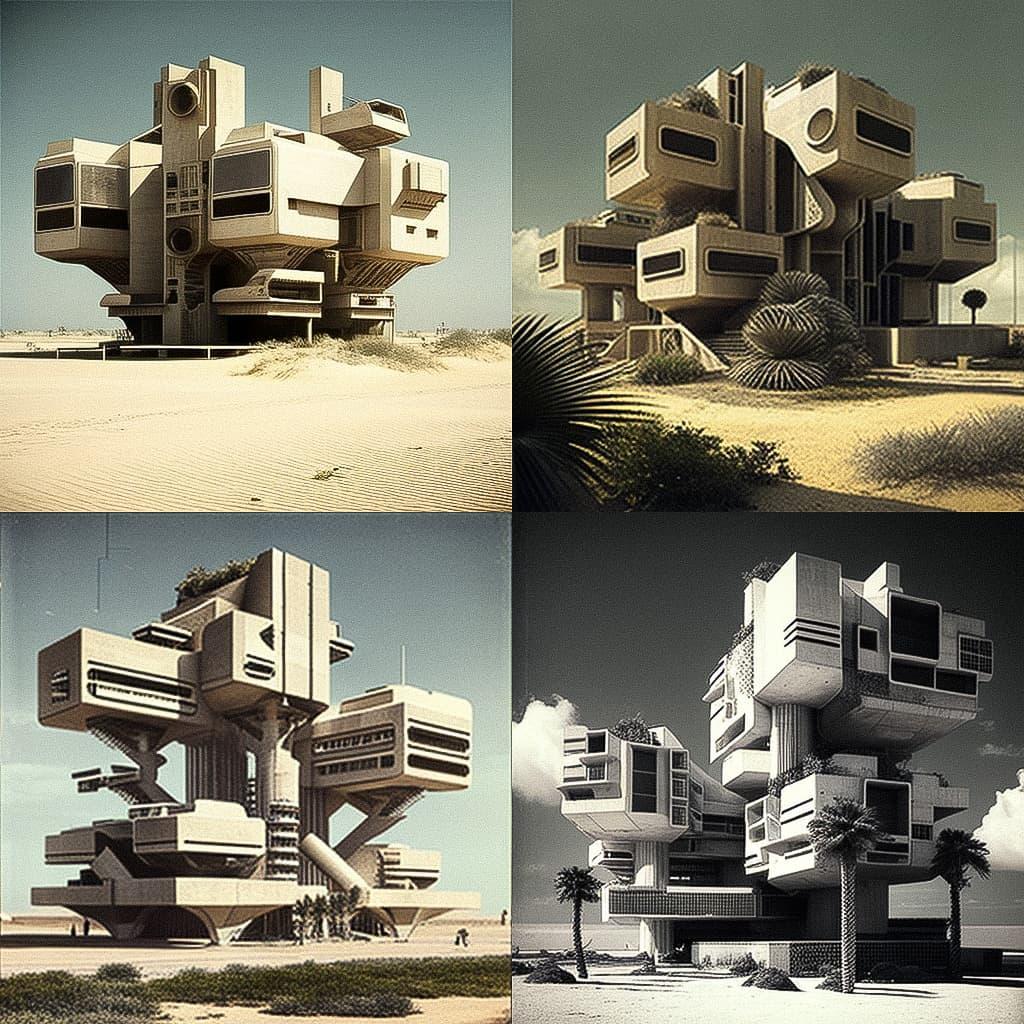 Paul Rudolph style, Midjourney V4, render 1 of 4