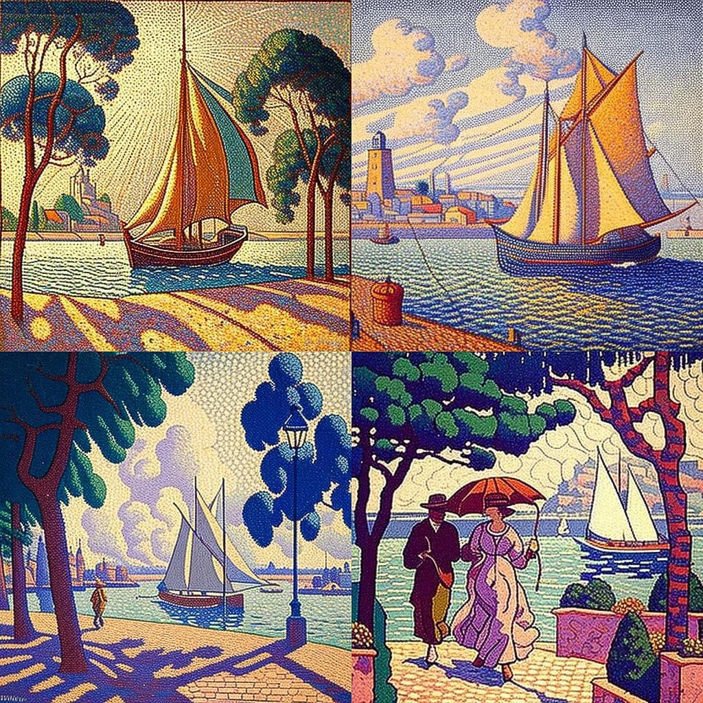 Paul Signac style, Midjourney V4, render 1 of 4