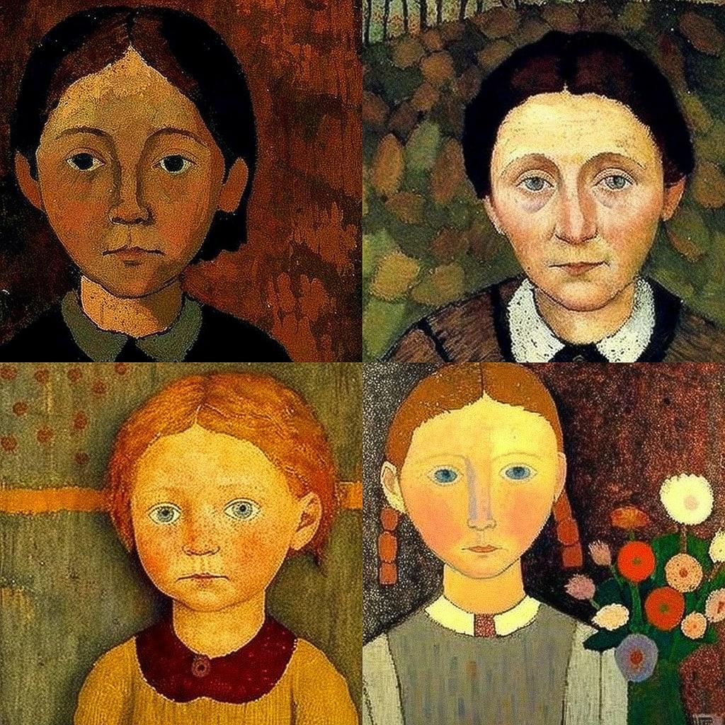 Paula Modersohn-Becker style, Midjourney V4, render 1 of 4