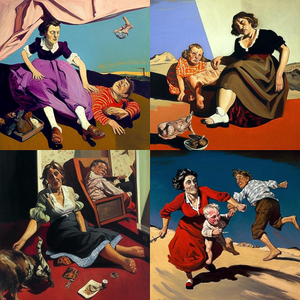 Paula Rego style, Midjourney V4, render 1 of 4