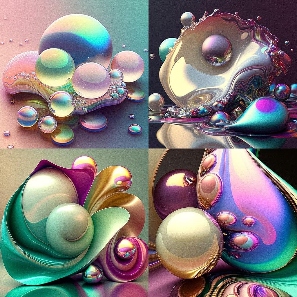 Pearlescent colors style, Midjourney V4, render 1 of 4
