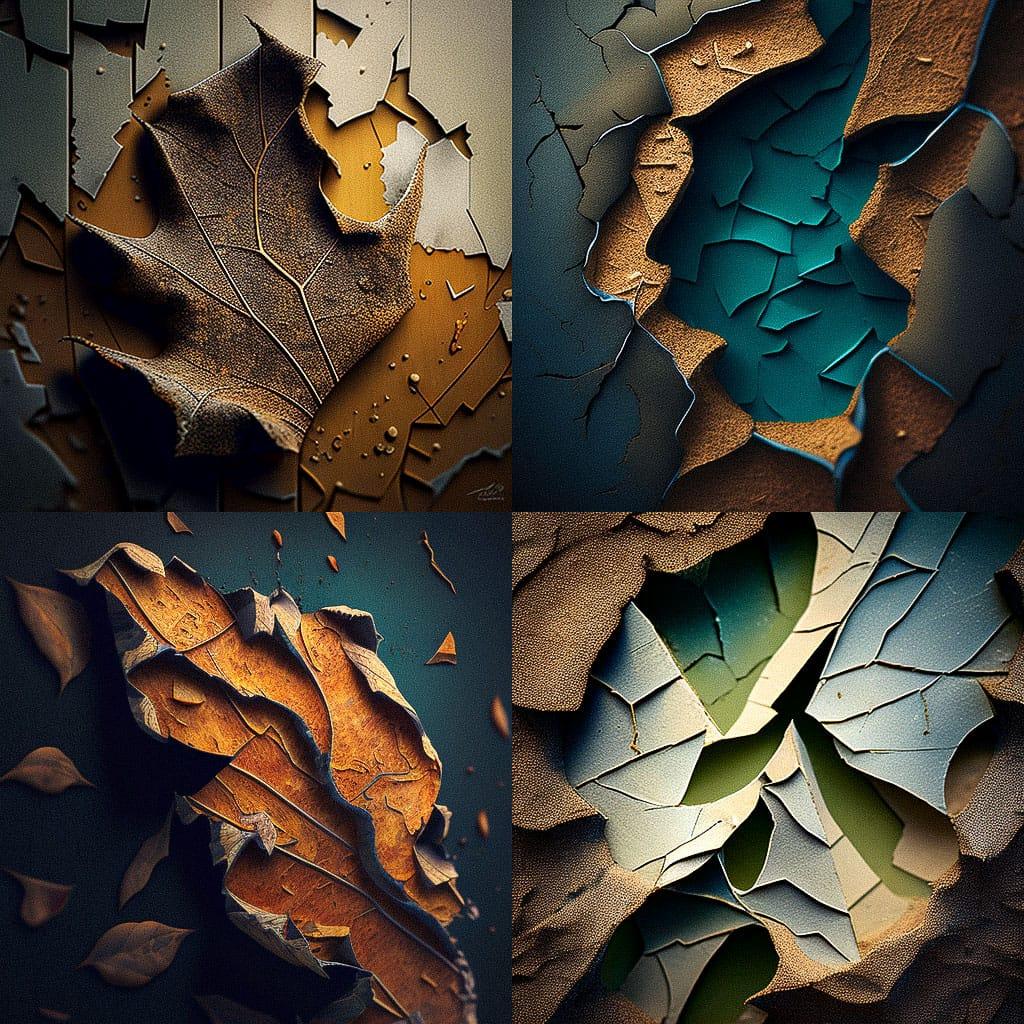 Peeling texture style, Midjourney V4, render 1 of 4