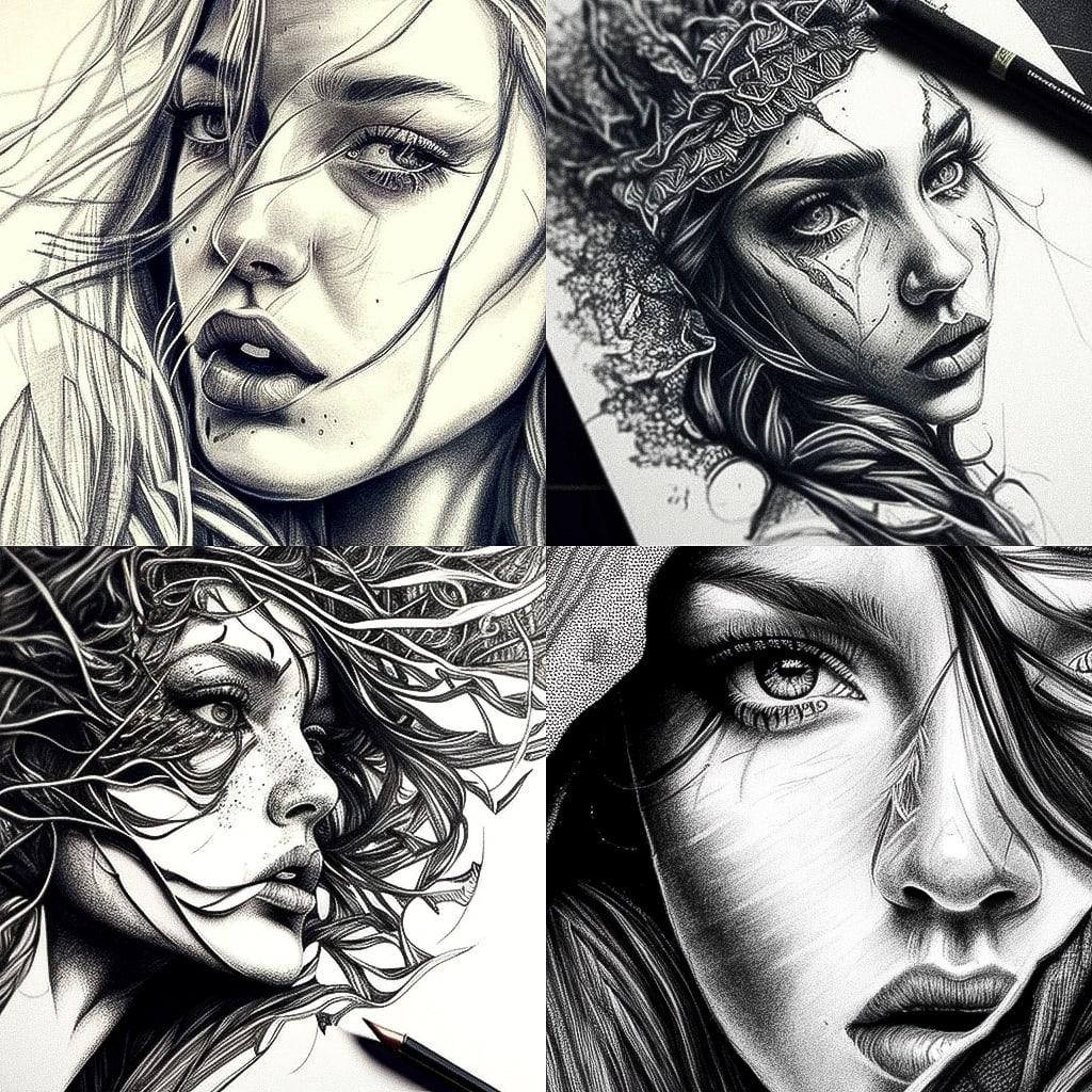 Pen drawing style, Midjourney V4, render 1 of 4