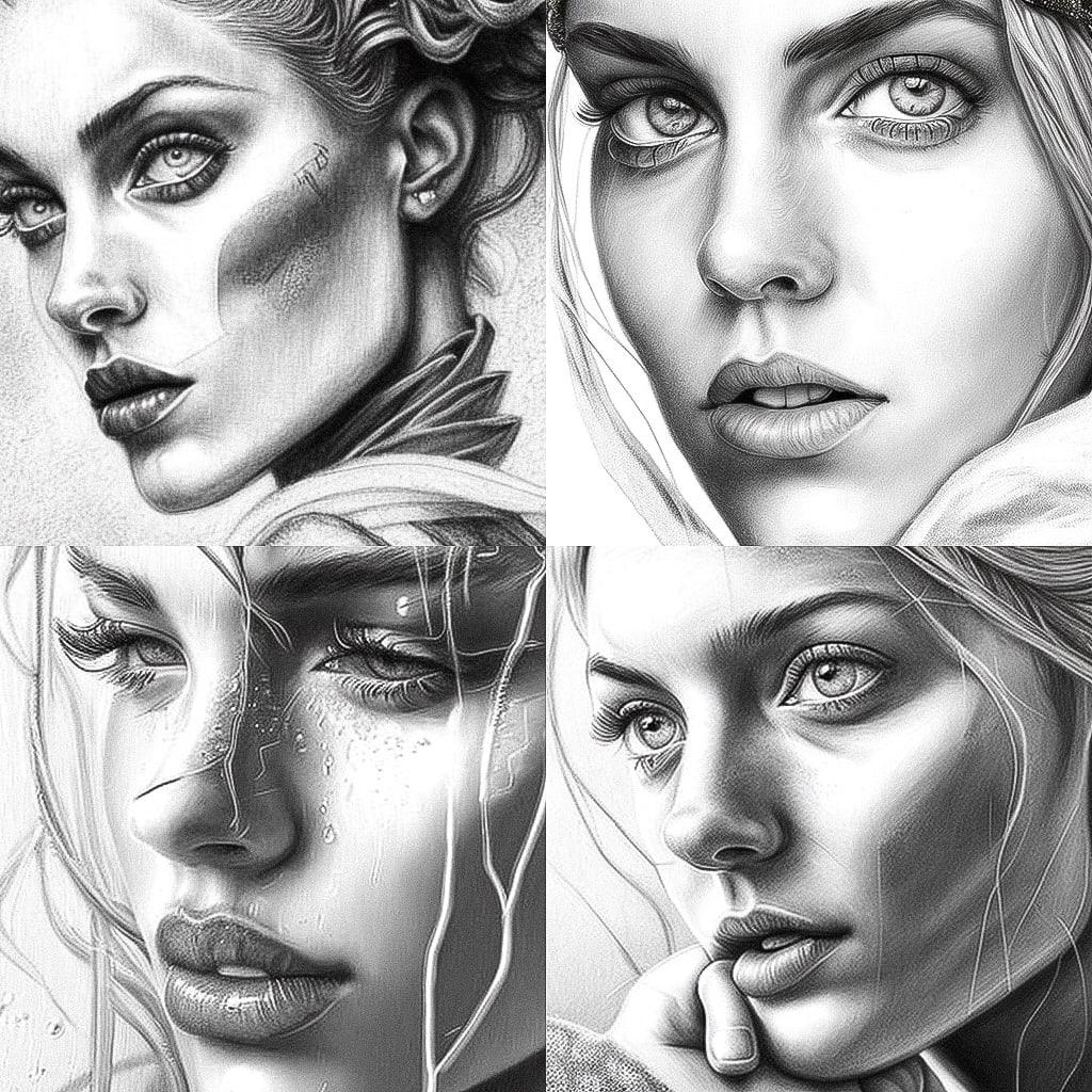 Pencil drawing style, Midjourney V4, render 1 of 4