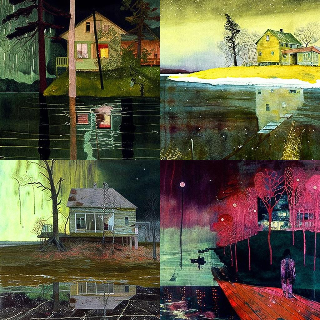 Peter Doig style, Midjourney V4, render 1 of 4