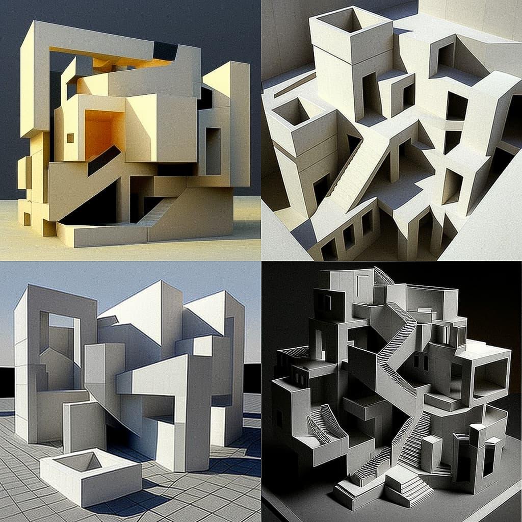 Peter Eisenman style, Midjourney V4, render 1 of 4
