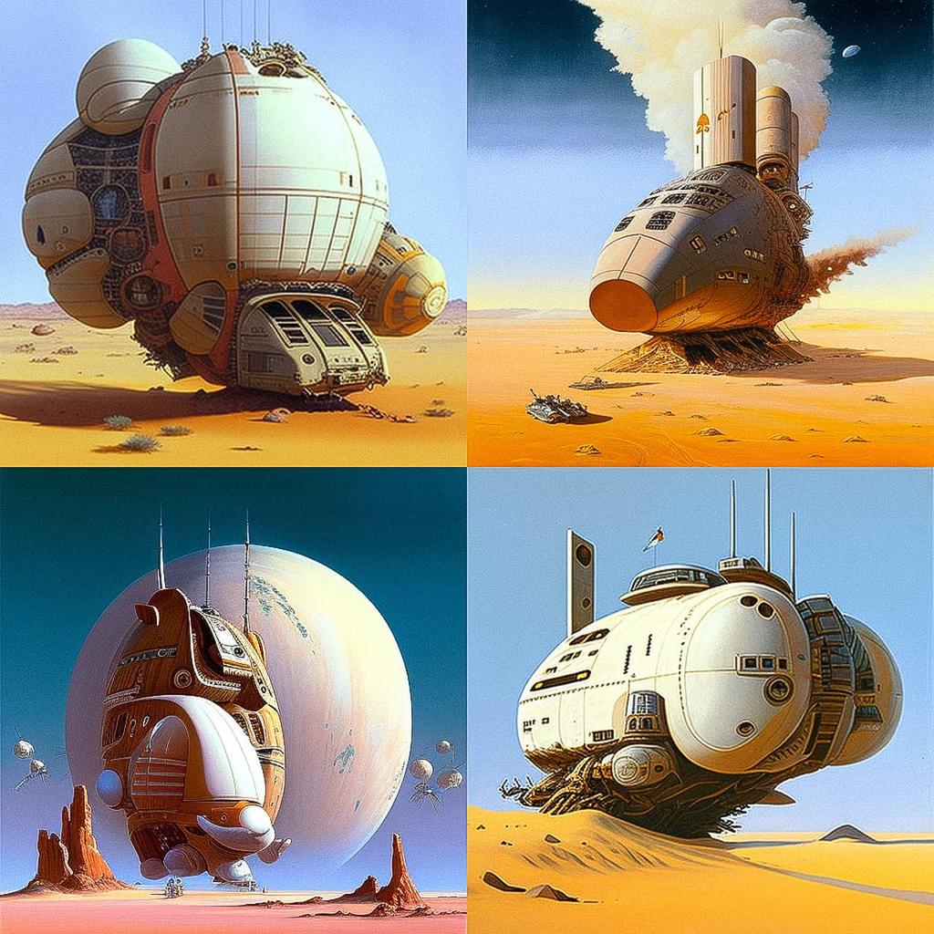 Peter Elson style, Midjourney V4, render 1 of 4