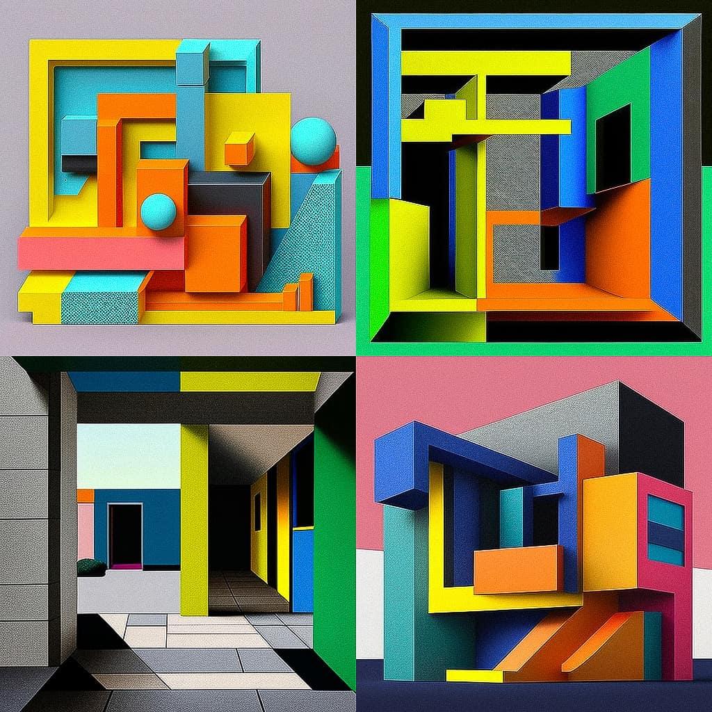 Peter Halley style, Midjourney V4, render 1 of 4