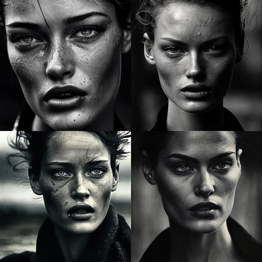 Peter Lindbergh style, Midjourney V4, render 1 of 4